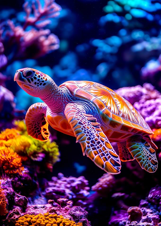 Sea Turtle in Coral Reef