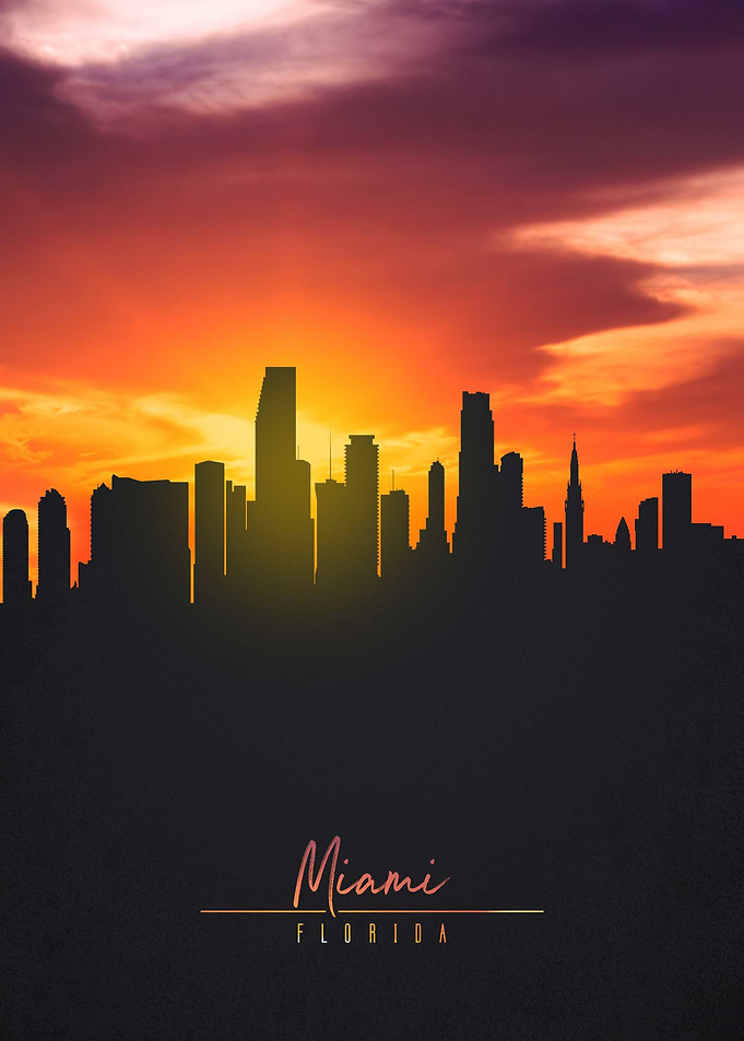 Miami Skyline Sunset