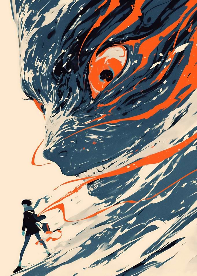 Girl Facing Monster