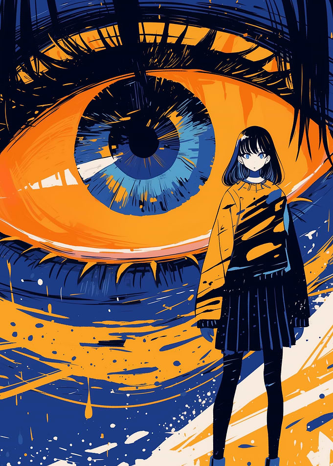 Anime Girl and Giant Eye