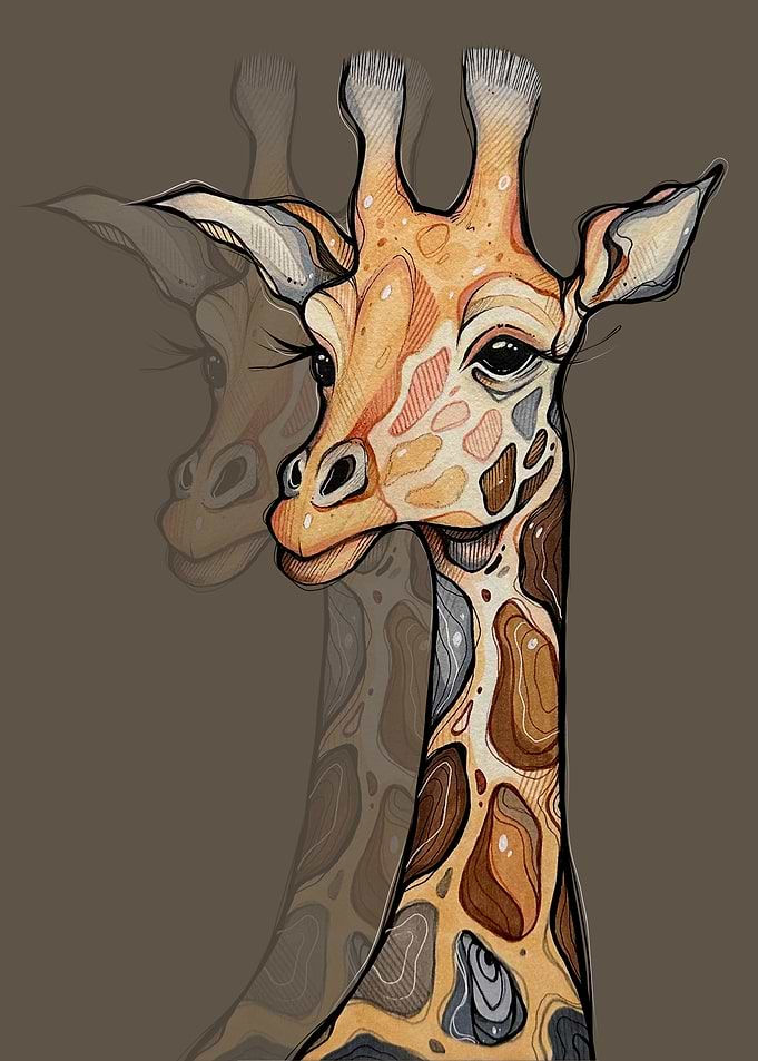Giraffe Portrait Illustration