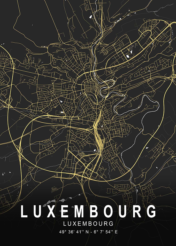 Luxembourg Silver Map