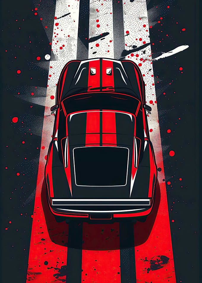 Black and Red Muscle Car