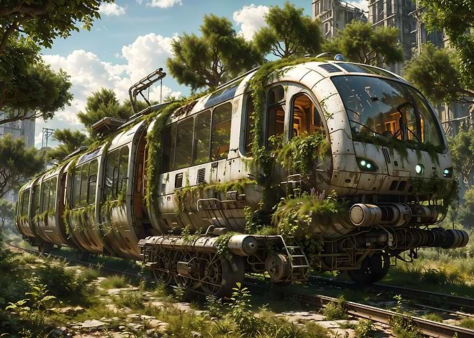 Overgrown Train in Ruins