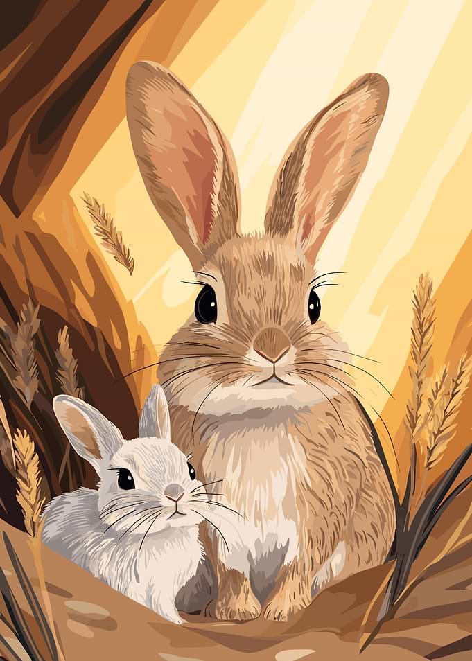 Two Bunnies in a Meadow