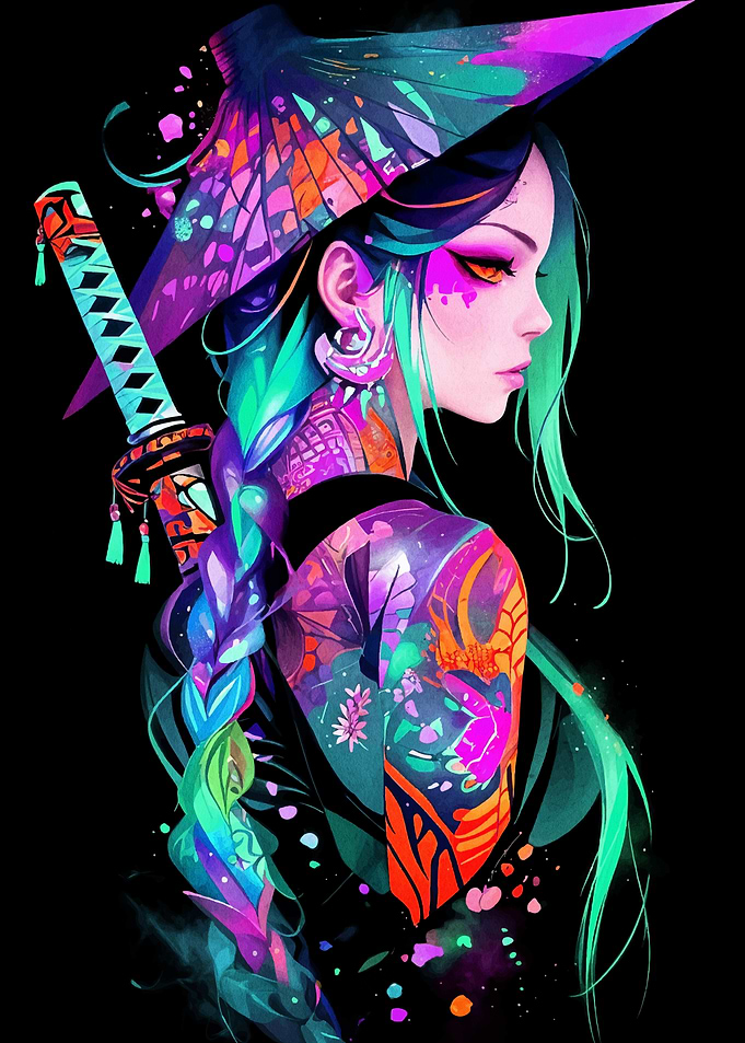 Magical Neon Samurai Girl