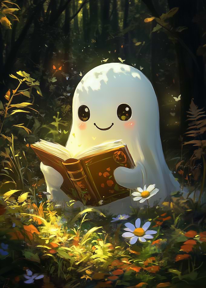 Cute Ghost Reading