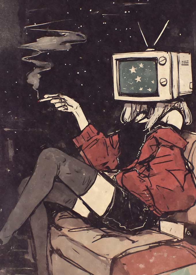 TV Head Girl Smoking