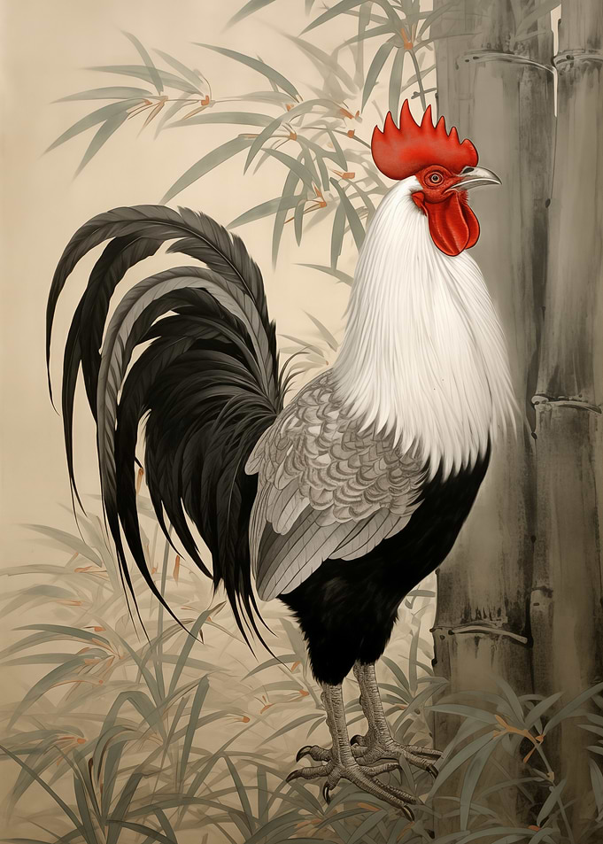 Rooster in Bamboo Forest