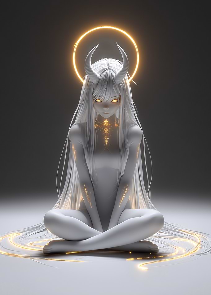 White Angel with Golden Halo