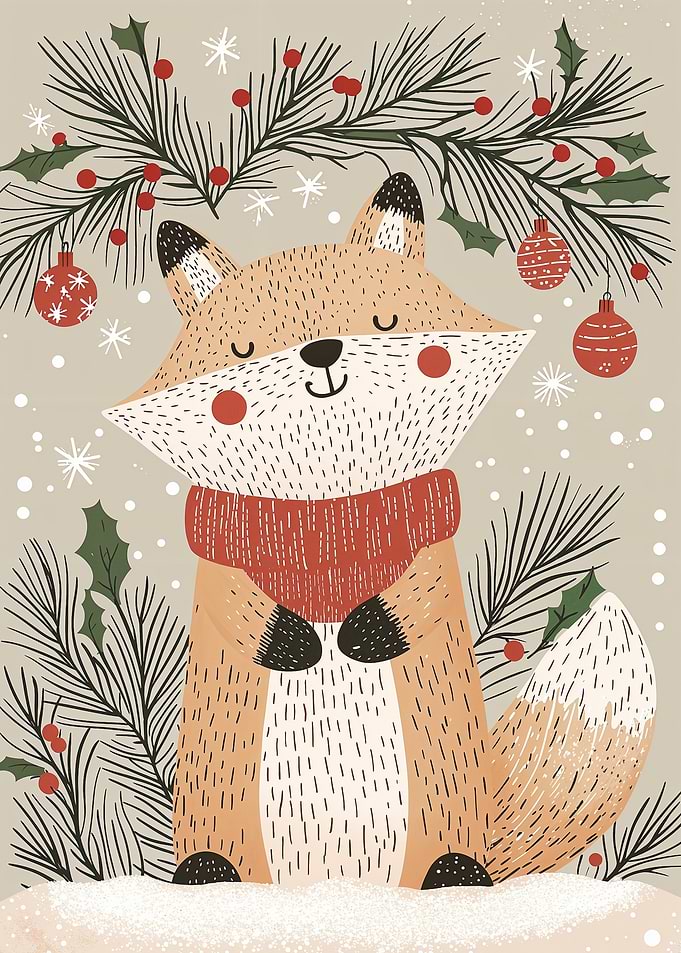Christmas Fox Illustration