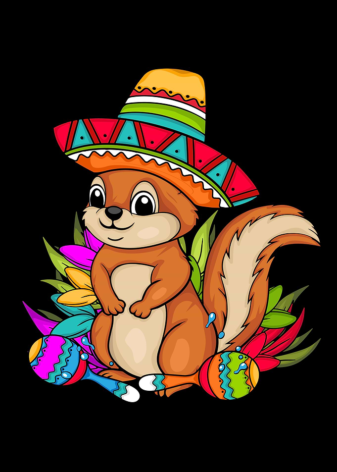 Mecixan Squirrel Sombrero Macara Cinco De Mayo