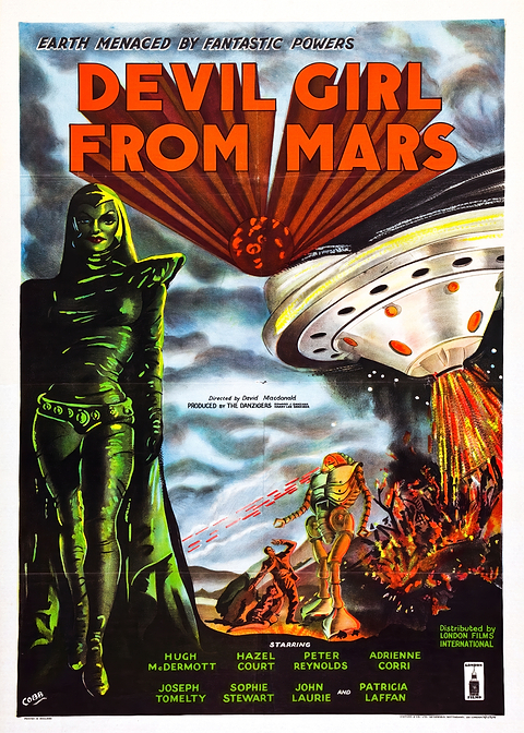 Devil Girl From Mars Poster — retro advertising art on metal