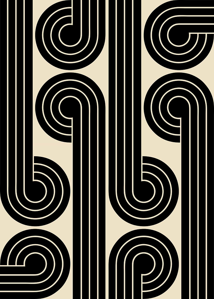Abstract Geometric Black On Beige Pattern