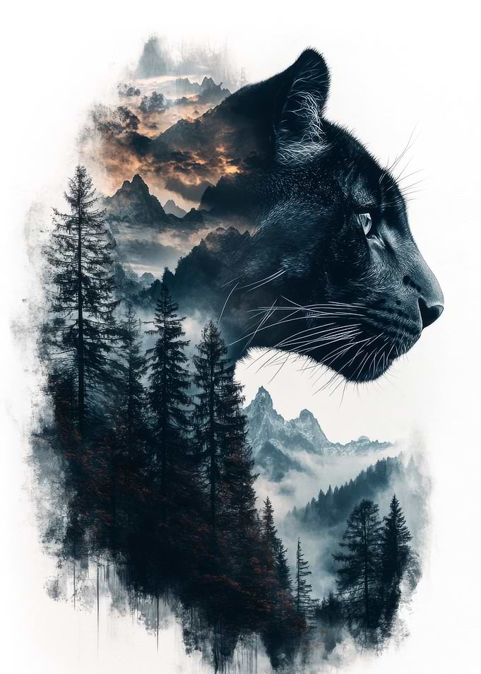 Black Panther Mountain Double exposure
