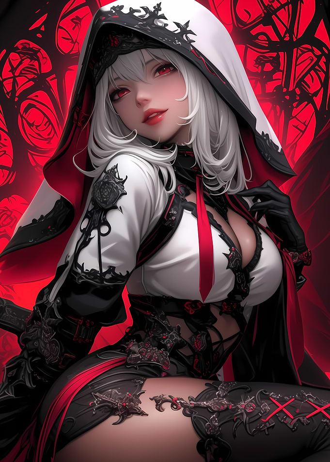 Anime Girl in Red and Blac