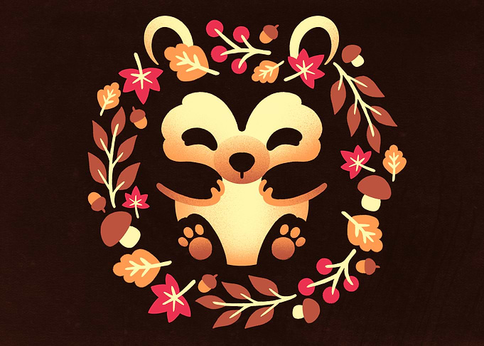 Cute Autumn Hedgehog