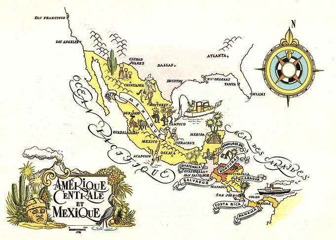 Central America & Mexico Map 1951