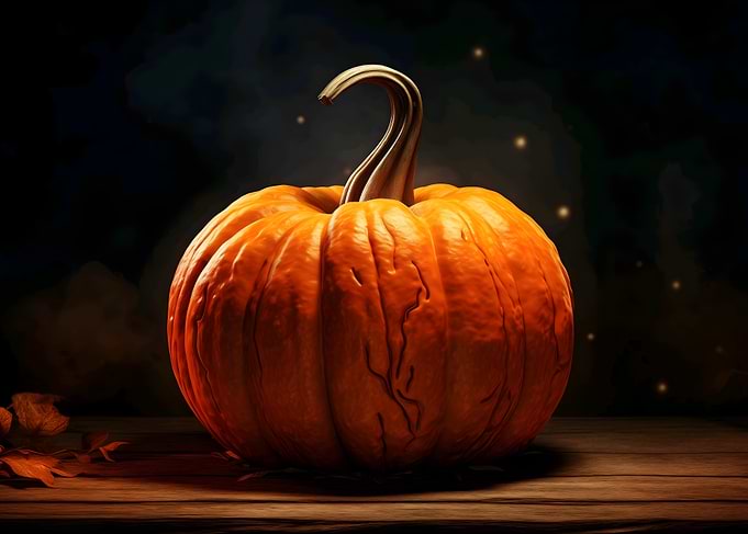Pumpkin on Wooden Table