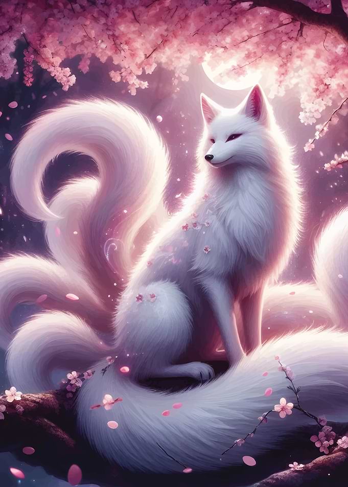 Ninetail white kitsune