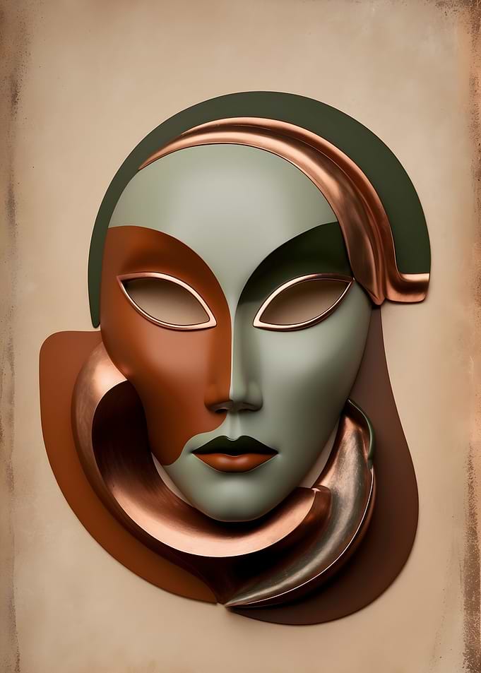 Retro Abstract Mask in Warm Tones