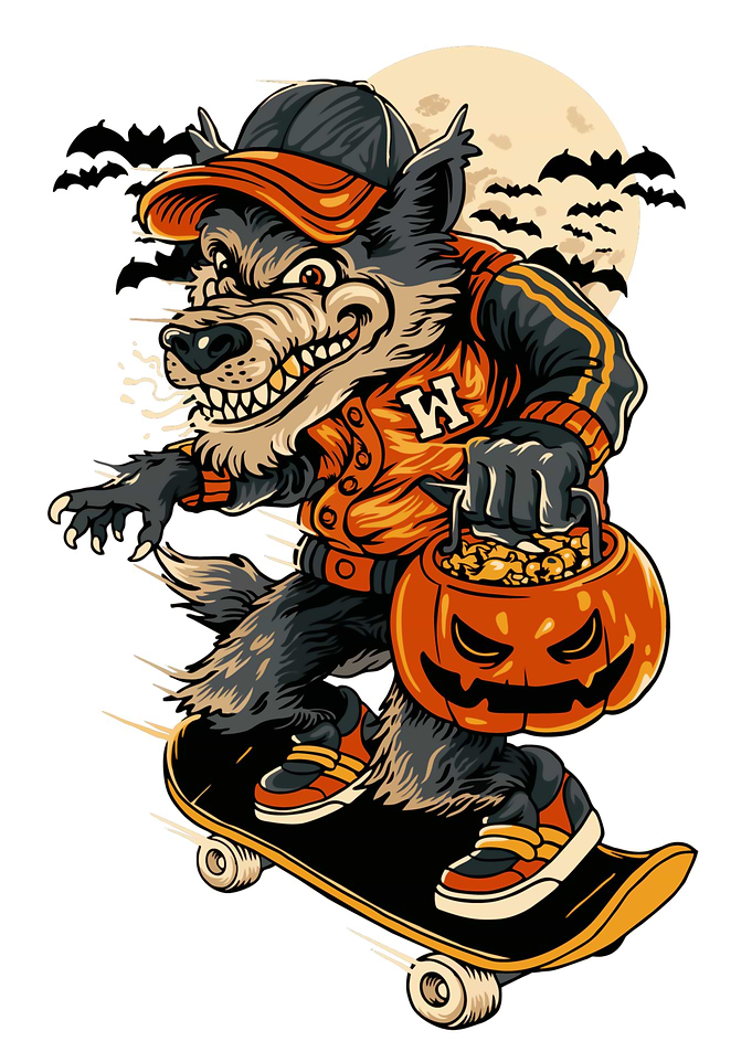 Werewolf Skateboarding Halloween