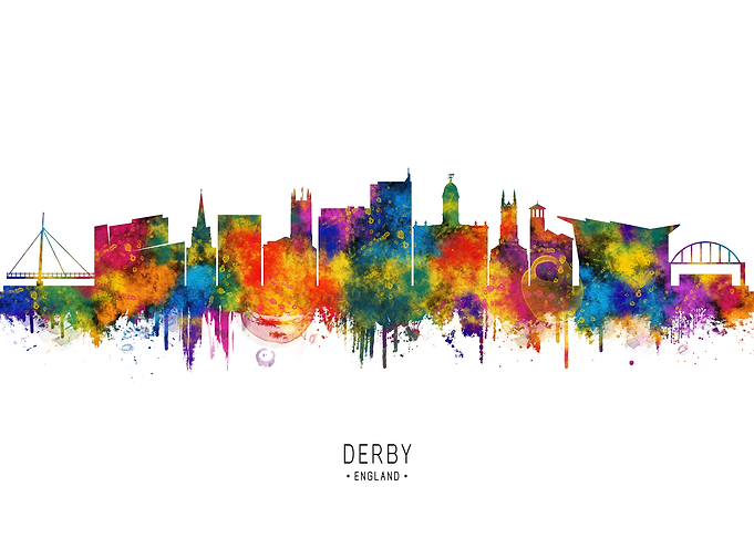 Derby Skyline Watercolor