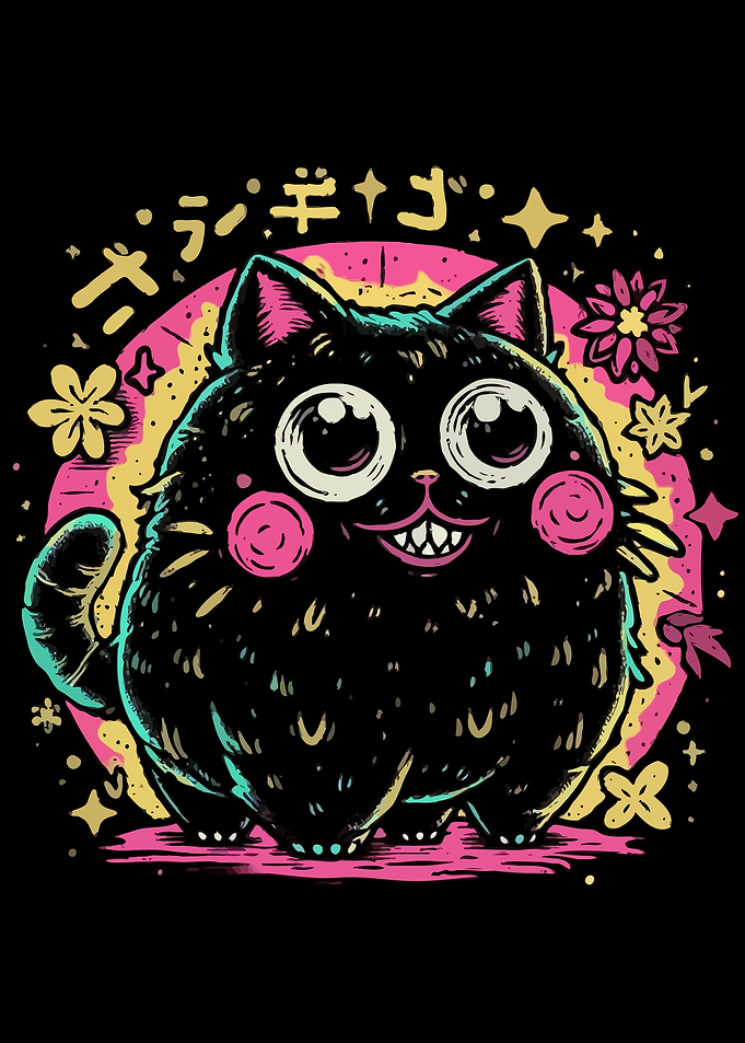 Cute Black Cat Illustration