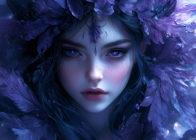 Purple-Eyed Fantasy Woman