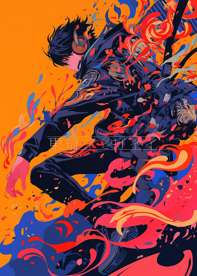 Anime Character with Headphones