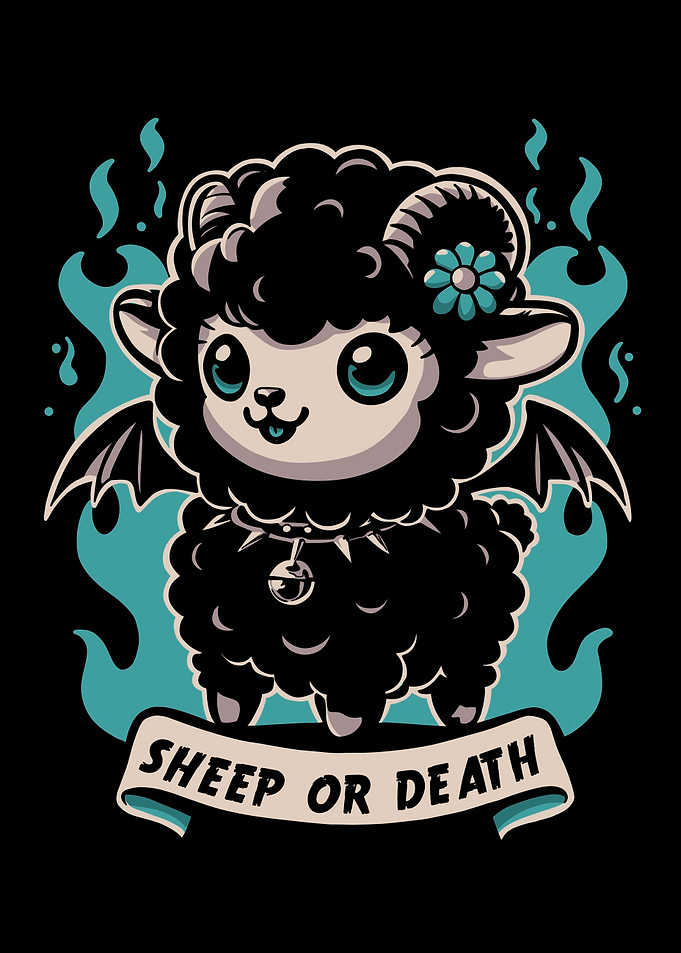 Cute Black Sheep with Wings