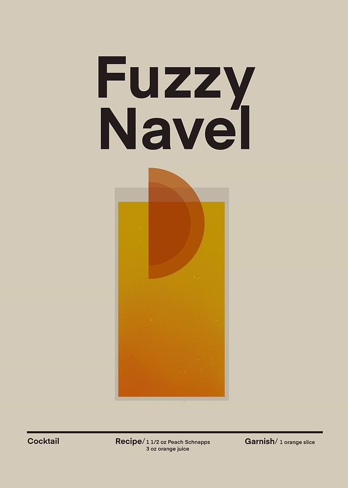 Fuzzy Navel Cocktail Poster