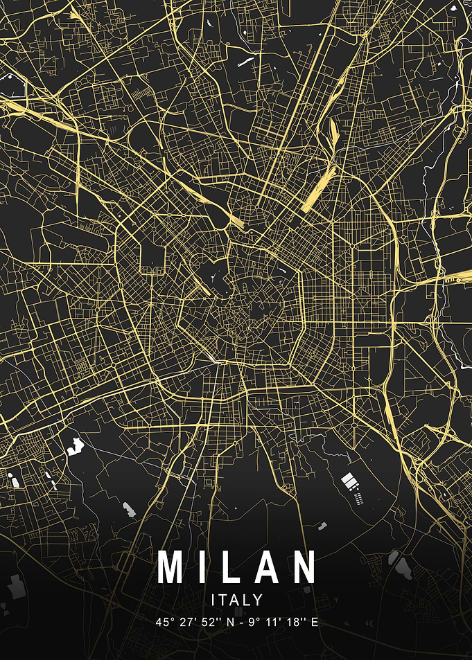 Milan Silver Map