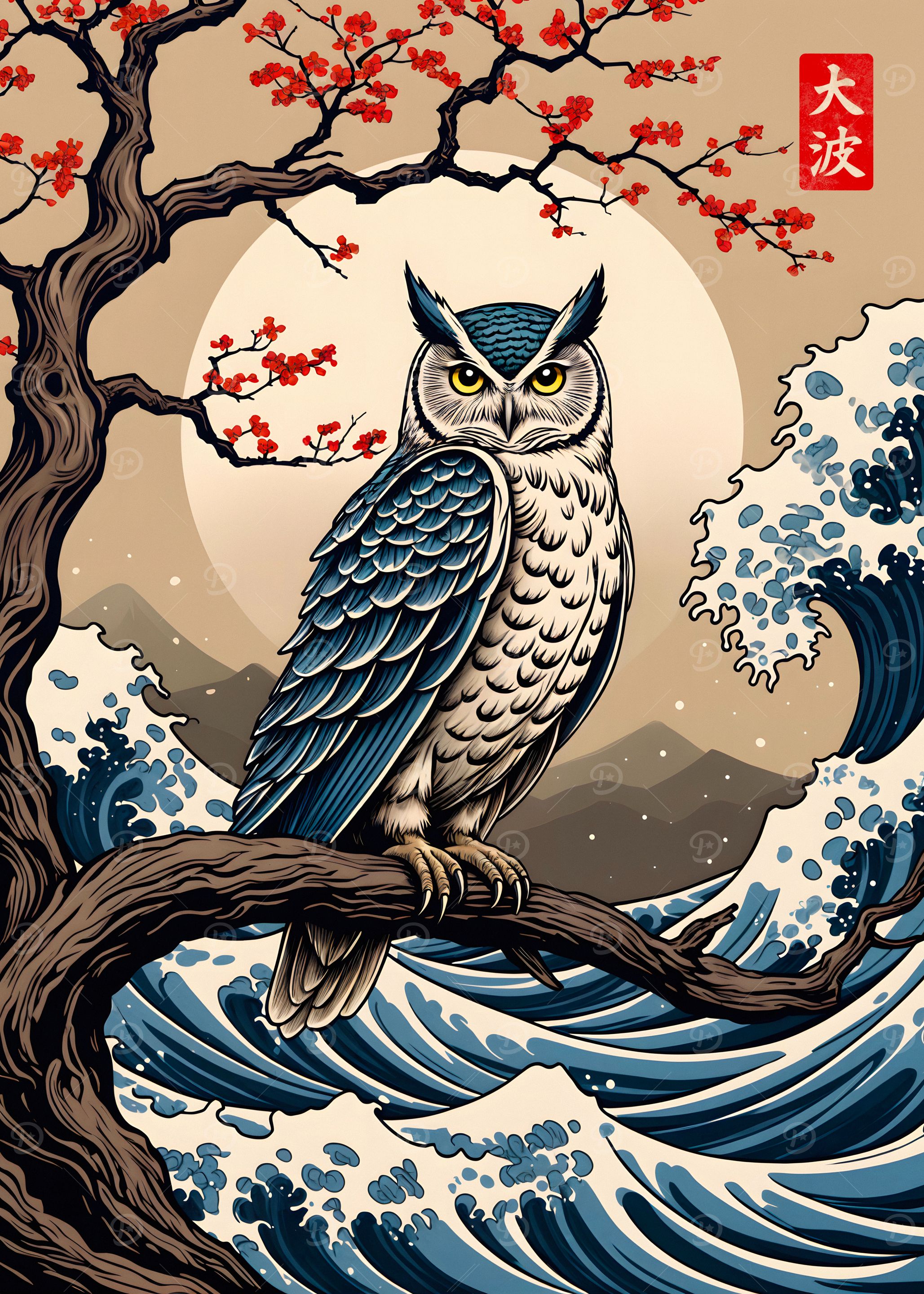 Owl Great Wave