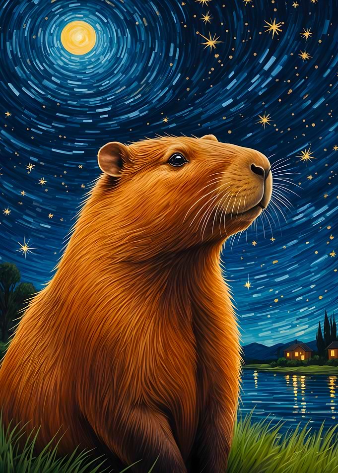 Capybara Starry Night