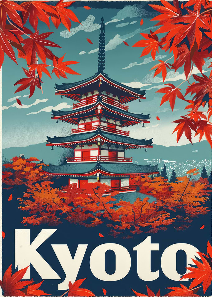 Pagoda Kyoto Travel Poster