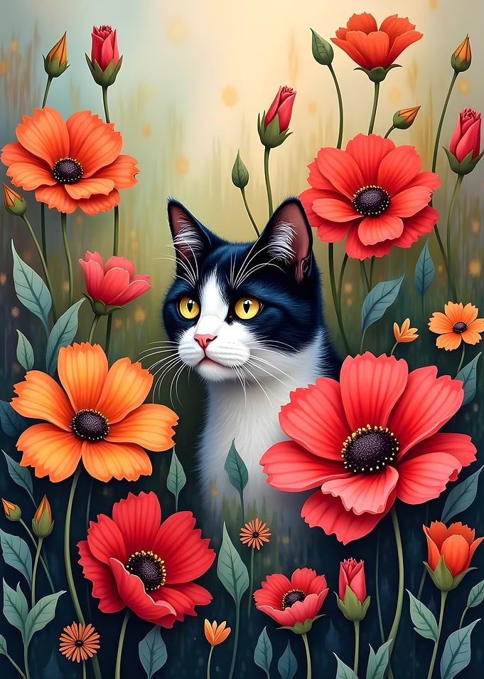Floral & Feline Harmony