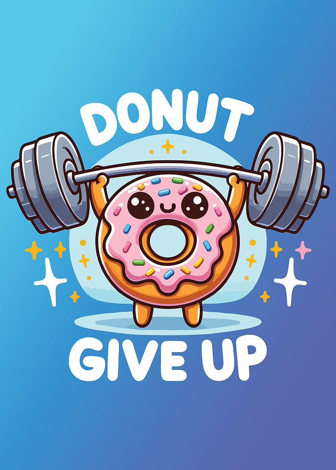Donut Give Up Funny Cute Gym Motivation