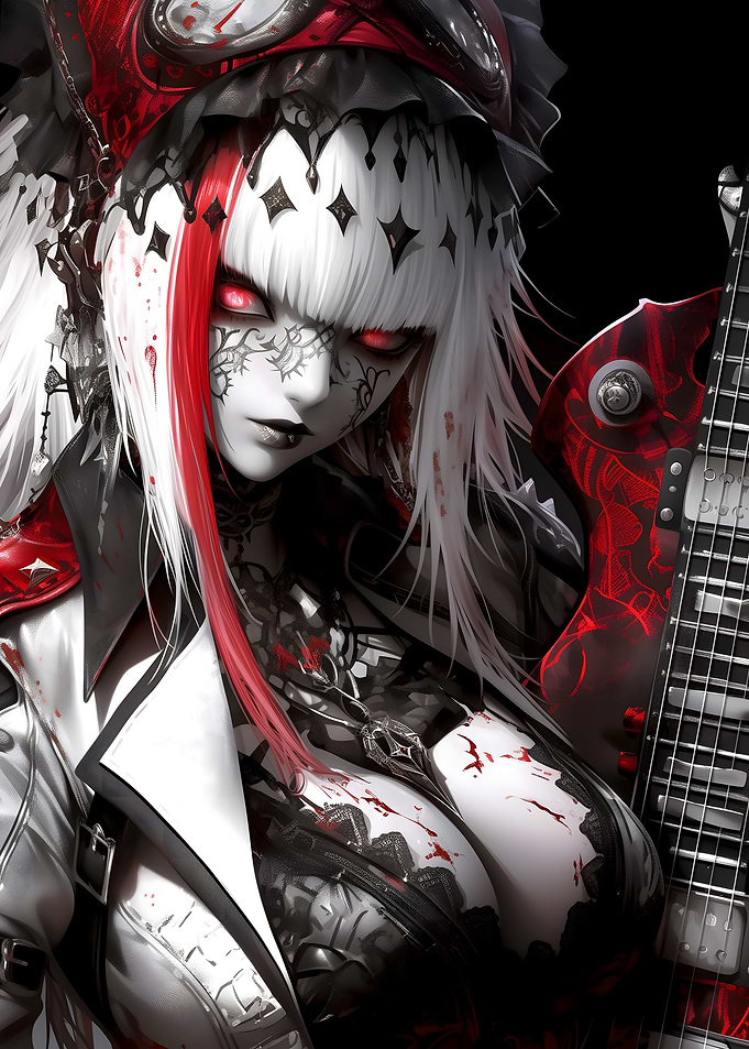 Gothic Anime Girl with Guitar