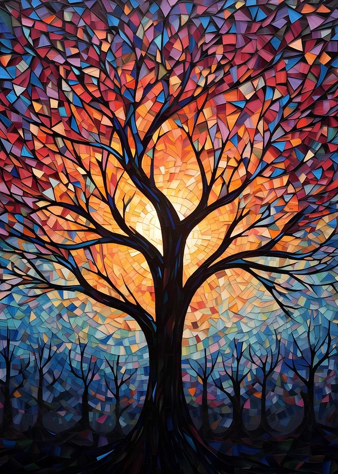 Vibrant Stained Glass Tree