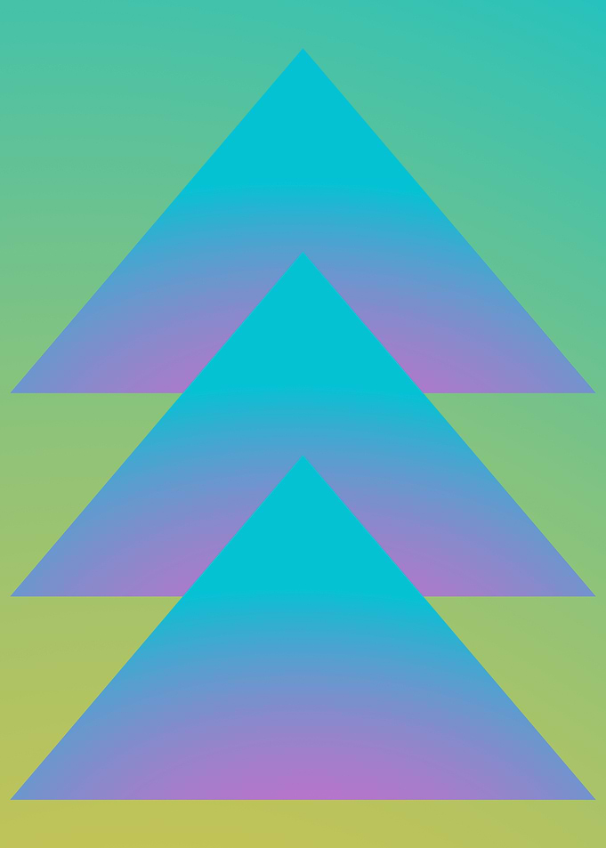 Blue and Green Triangles Gradient Abstract Geometric Wall Art