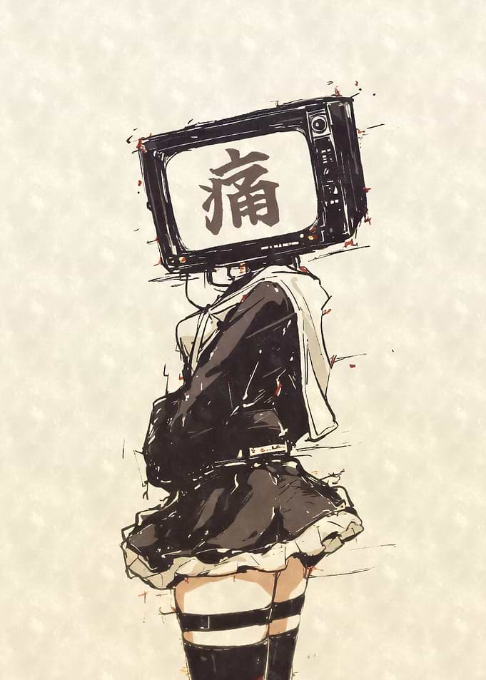 TV Head Anime Girl Sketch