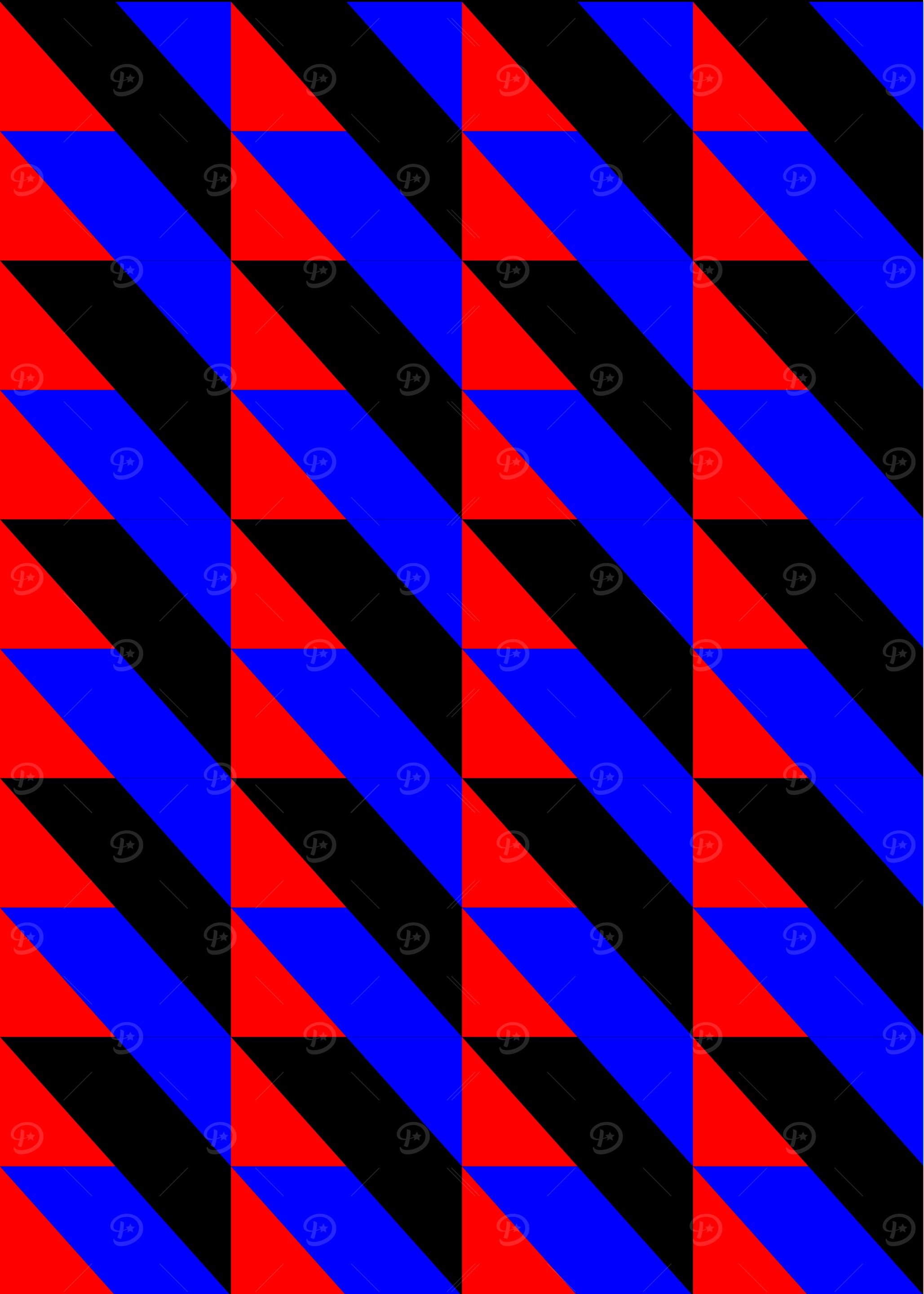 Bold Retro Geometric Red Blue Black Mid-Century Modern Art
