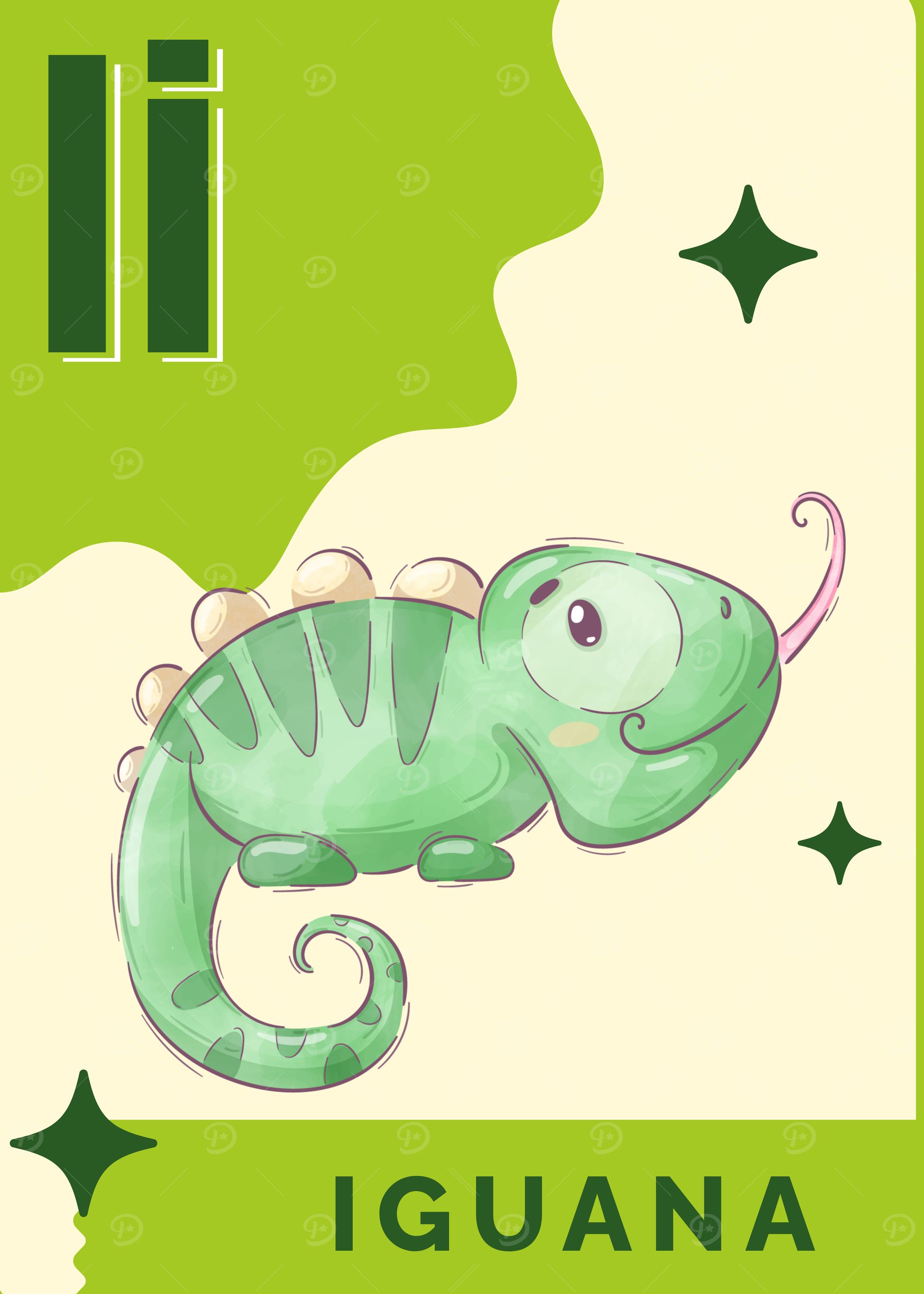 Iguana Alphabet Illustration