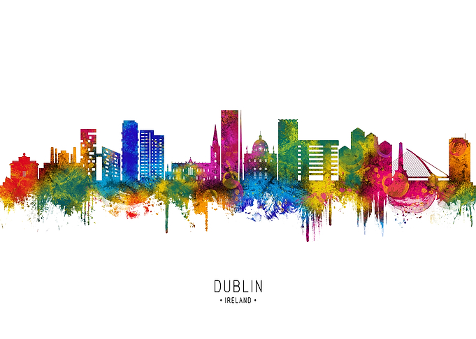 Dublin Skyline Watercolor