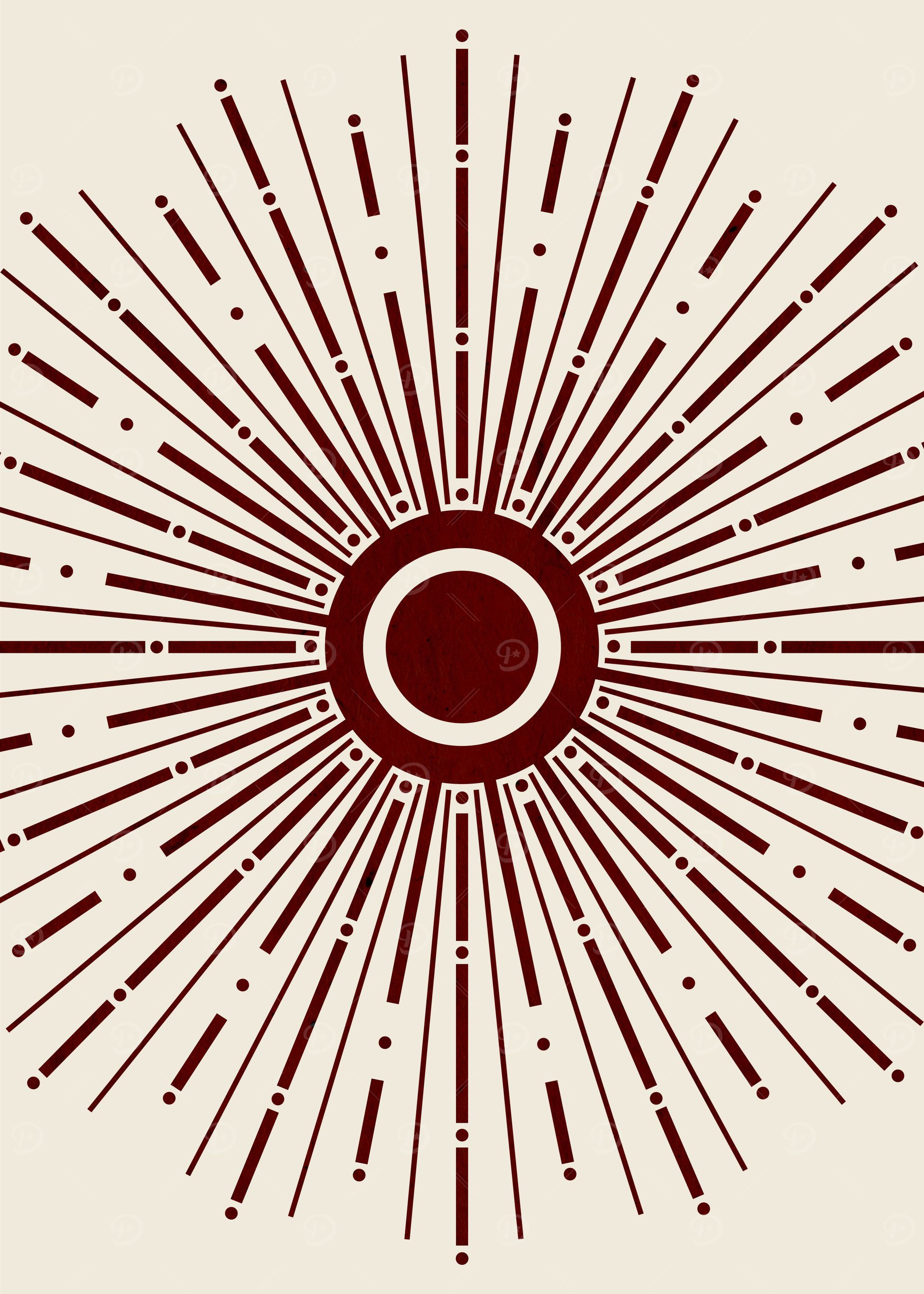 Retro Minimalist Abstract 70s Sunburst