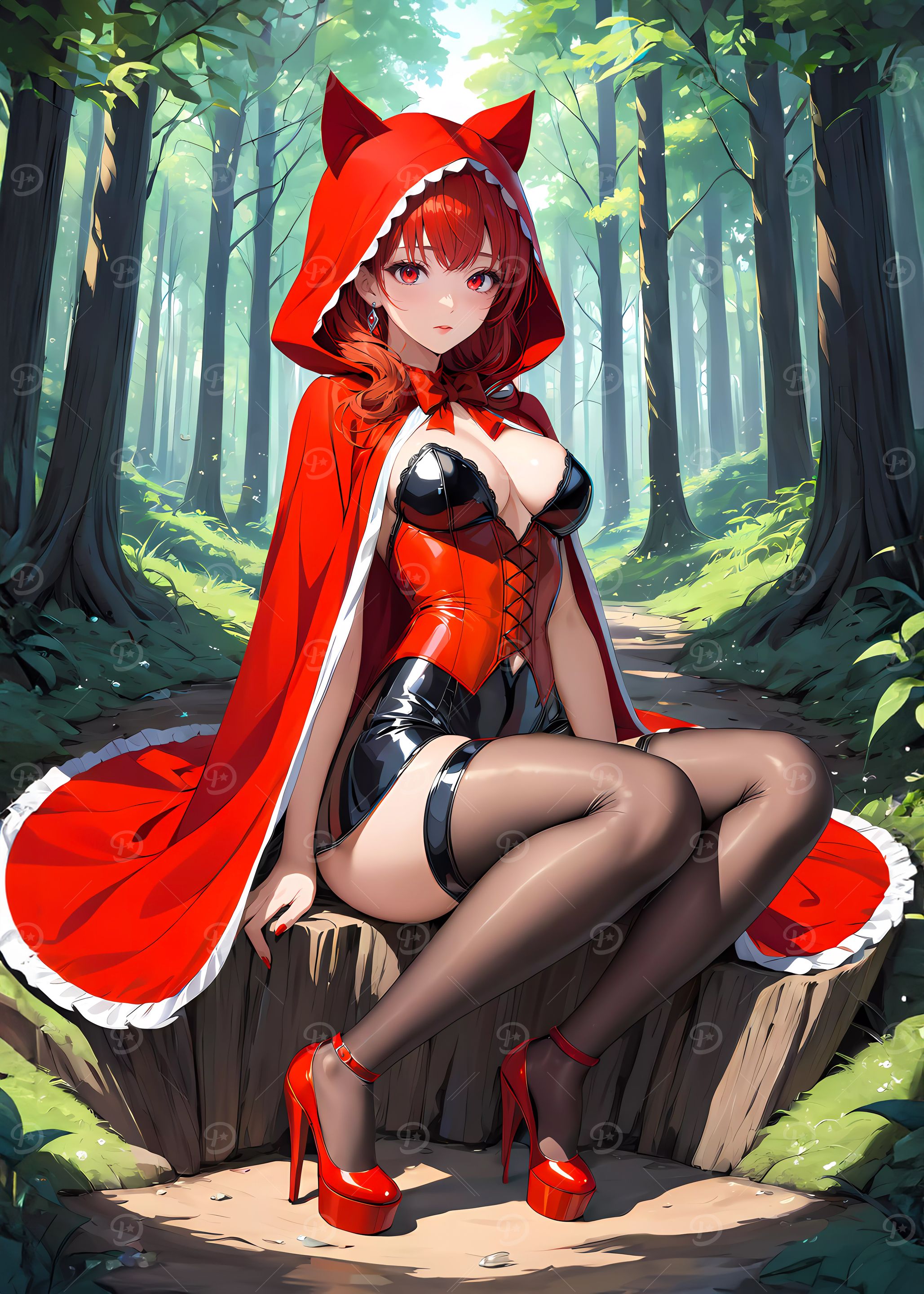Sexy Anime Red Riding Hood in the Woods