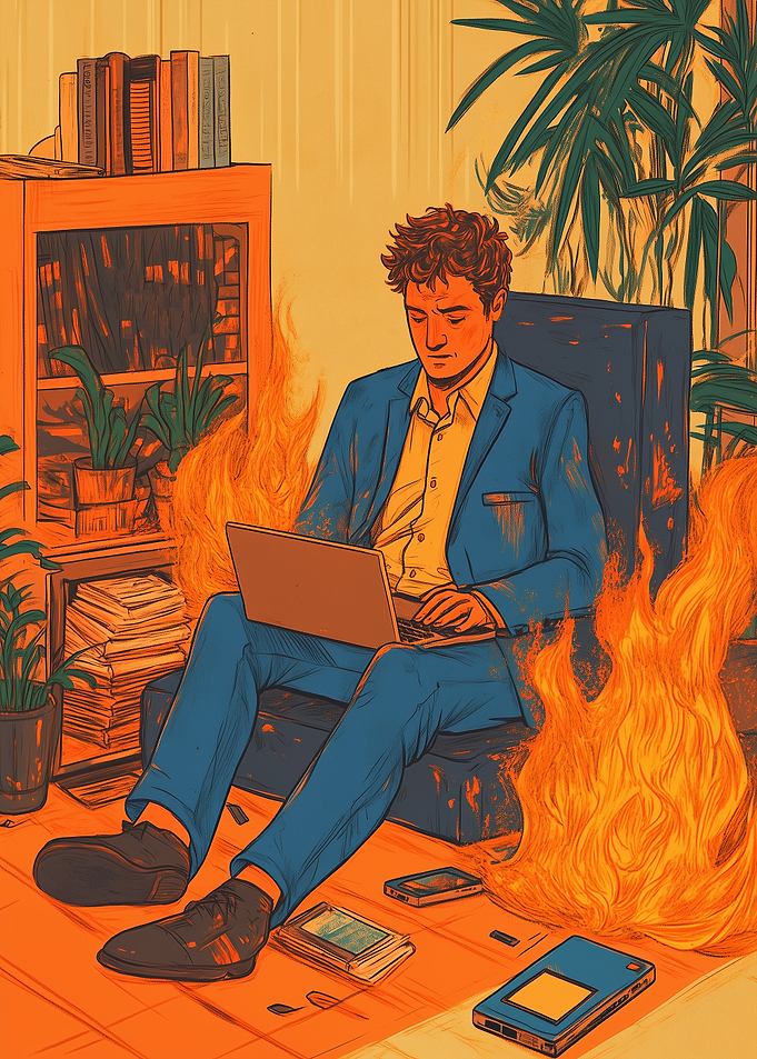 Man Working in Flames