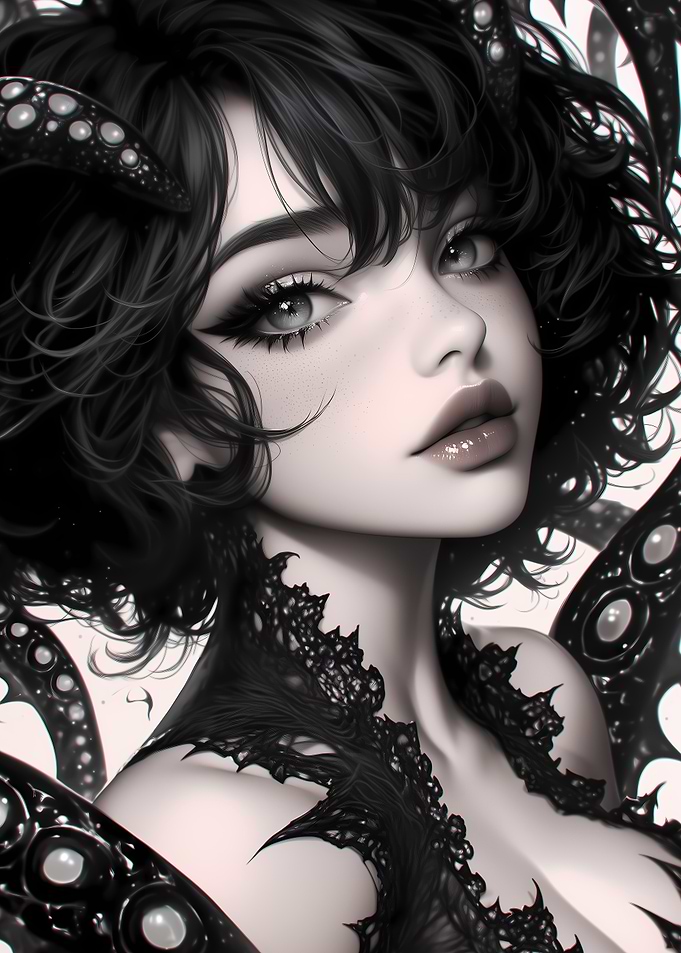 Dark-Haired Woman with Tentacles