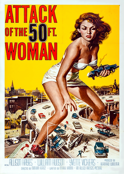 Attack of the 50ft Woman Poster — vintage film art printed on metal